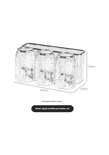Hangfox Banyo Diş Fırçası Ve Bardak Saklama Rafı, Sürekli Plastik, Süzgeçli Tasarım, Deliksiz Kurulum, 3'lü Şeffaf Set - Alan Tasarruflu Organizer Diğer