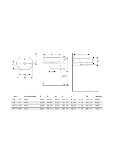 Geberit Variform Çanak Lavabo Oval 60 CM 500.777.01.2