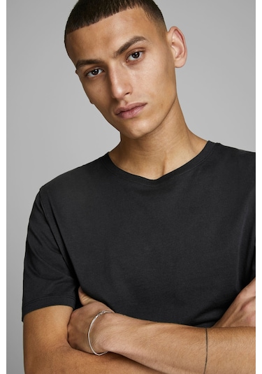 Jack & Jones Jack Jones Erkek Bisiklet Yaka Tişört 12156101 Siyah