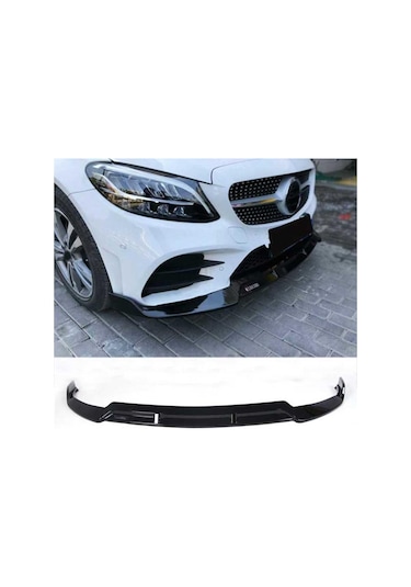 Mercedes W205 İçin Uyumlu C Serisi Ön Lip Brabus - Piano Black 2019+