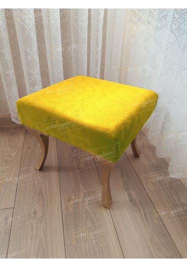 Ayak Ucu Kapı Önü Antre Düz Bench Puf Gold Ayak Sarı
