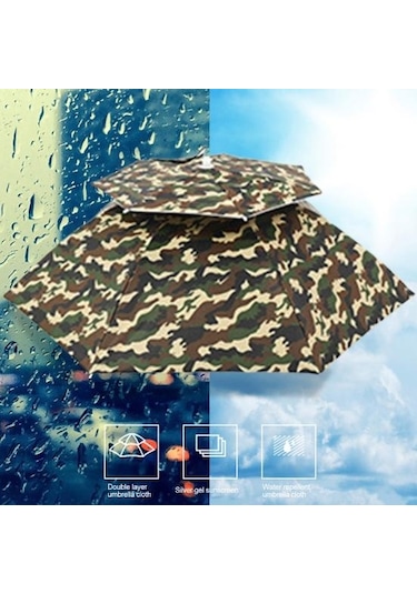 Gümüş Yetişkinler İçin Şemsiye Şapka Uygun Eller Serbest Hafif Kamuflaj Baskı Balıkçılık Malzemeleri Gümüş