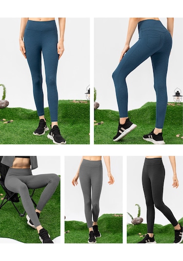 Jeemson Kadın Spor Taytı - Yoga, Koşu Ve Antrenman İçin Esnek Yüksek Bel Cep Detaylı 112 Karakter Gri