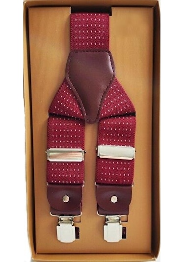 Unısex Bordo Puantiyeli Pantolon Askısı