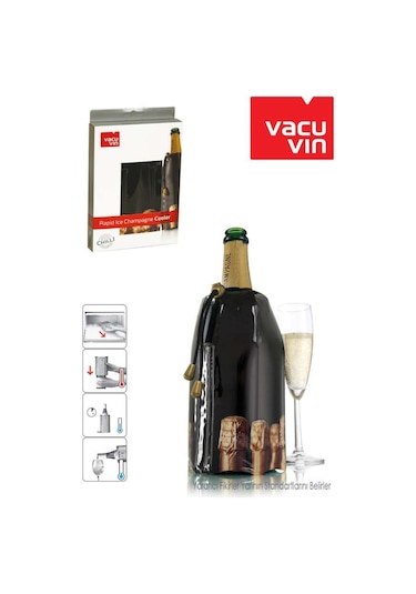 Vacu Vin Şampanya Soğutucu Şampanya Kapağı Desenli