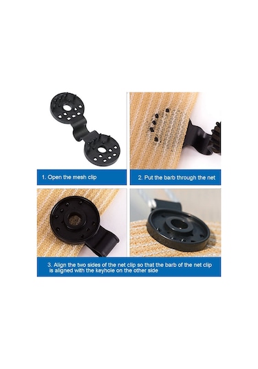 Sones 50 Adet / Paket Güneşlik Ağ Klipsi Bahçe Sera Ağ Gölgelik Kumaş Bağlantı Elemanı Siyah