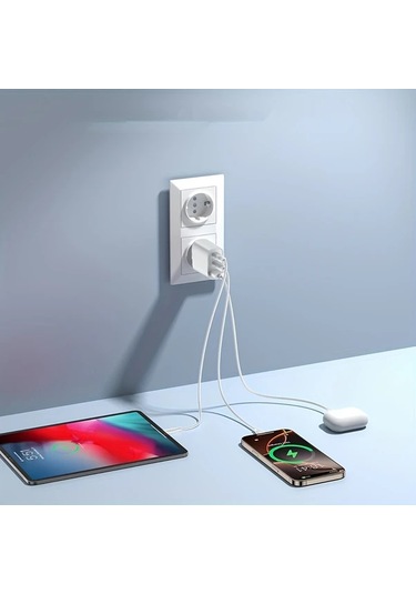 Xuweiwei Avrupa Süper Hızlı 50w 3 Portlu Şarj Cihazı 1 Fiş 1 Metre Kablo Dizüstü İphone Uyumlu Dell Xps Alt N