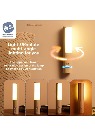 Reedark Kişi Algılama Akıllı Gece Lambası - El Tutan Kamp Lambası, Koridor Dolap Duvar Lambası, Ev Işığı Atmosfer Lambası Gri Pilli, Üç Renkli Sürekli Parlaklık Ayarlı Diğer