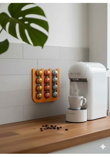 İhtiyacın3d Nespresso Vertuo Kapsül Düzenleyici Mıknatıslı 12 Li Kahve Kapsül Standı 24x24 Cm Turuncu