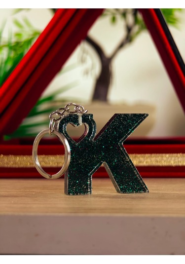 Harfli Anahtarlık Epoksi Kişiye Özel Yapım El Yapımı Harf Anahtarlık Kalp Model Özel Tasarım Hediyelik Ürün Kalp Desenli Simli Anahtarlık Bronz