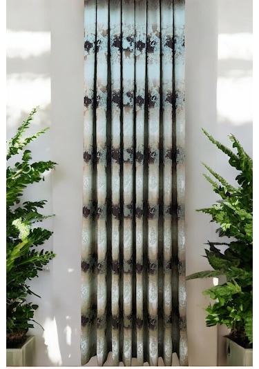 Ebruli Fon Perde Yeşil Kahverengi Renk Yeşil