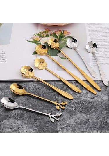 Sones 2 Adet / Paket Paslanmaz Çelik Kaşık Ve Çatal Bıçak Takımı, Stil: Yaprak Çatal + Mavi Kutu Diğer