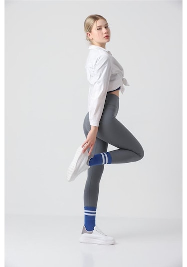 Kallima Antrasit Içi Polarlı Kışlık Yüksek Bel Toparlayıcı Fitilli Tayt Antrasit