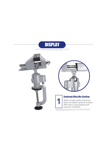 Vkemall Alüminyum Alyuminiyum Fiksasyon Cihazı - 360 Derece Döner, 55mm Çene Açımı, Çok Açı İşleme, Tahta Üzerine Hızlı Kurulum