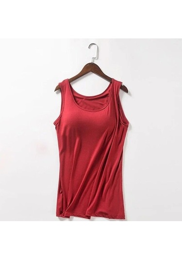Novahub Tank Tops Kadın Yumuşak Modal Ped Sutyen Bralette Üst Katı Yastıklı Kaşkorse Kadın Kadın Yaz Tankı Üstleri Kırmızı - M Kirmizi