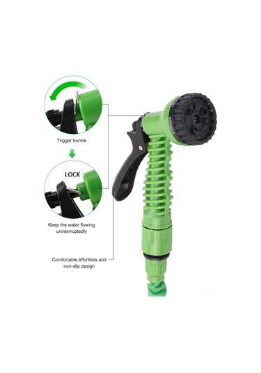 Wezone 25ft Yeşil Genişletilebilir Su Hortumu - 7 Farklı Sprey Modu, Otomobil Yıkama, Bahçe Sulama, Dayanıklı Ve Hafif Tasarım Yeşil