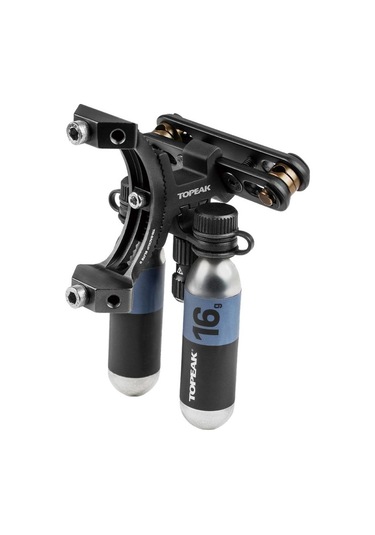 Topeak Tribackup Elite 2 Sele Altı Co2 Ve Matara Kafesi Tutucu 2 Adet 16g Co2 + Valf Dahil Siyah