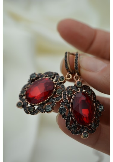 Stoneage Yakut ve Zirkon Taşlı Kolye ve Küpe Set  Takım