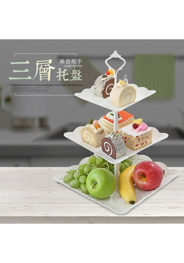Wezone 3 Katlı Pasta Rafı, Ev Parti Tatlı Tepsisi, Mutfak Meyve Sepeti, Dayanıklı Malzeme, Beyaz Tabak Altın Çubuk, Ev Kullanıma Ideal DiğER