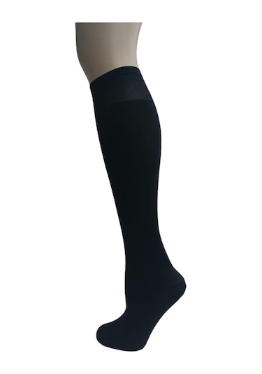 12'li Set Diz Altı Kalın Ten Göstermeyen Kadın Masaj Çorap-siyah Siyah