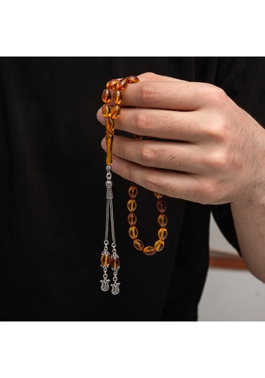 Gümüş Püskül Sıkma Kehribar Tesbih 41625606