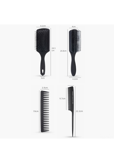 Yifomall Erkek Şekillendirme Masaj Tarağı Seti - 9 Sıralı Geniş Dişli Saç Bakımı Ve Yağlı Saçlar İçin 4 Parça