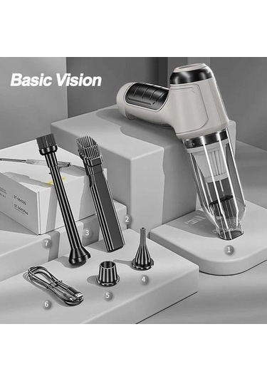 Tongxida 2024 Model Gri Araç İçi Kablosuz Süpürge - Emme/üfleme, 2 Fonksiyonlu