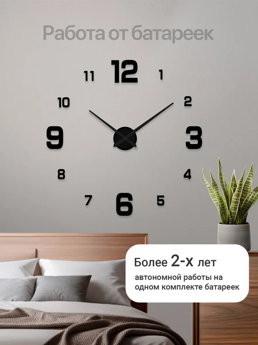 Artclock Duvara Monte Edilebilen Büyük Rakamlı Dekoratif 3d Duvar Saatleri. 200135859 Siyah