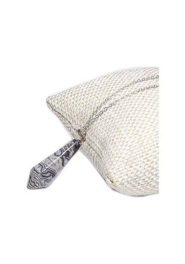 Sertifikalı Gümüş Aparatlı Doğal Desenli Jasper Taşı Kolye Çok Renkli