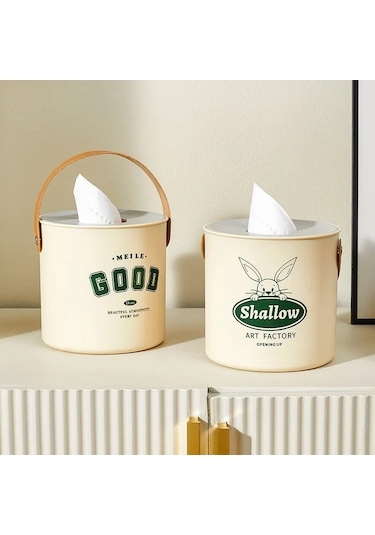 Yuvarlak Tavşan-sevimli Tavşan Masaüstü Doku Kutusu Taşınabilir Oturma Odası Banyo Kağıt Dağıtıcı Saplı Ev Araba Peçete Depolama Tutucu