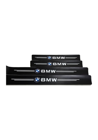 Bmw Logolu Karbon Kapı Eşiği Koruyucu Bant Folyo 4'lü Set