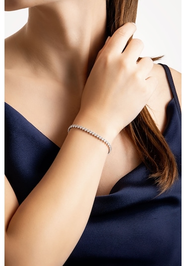 Modern Tasarım 18 Ayar Beyaz Altın Kaplama Ayarlanabilir Gümüş Su Yolu Bileklik