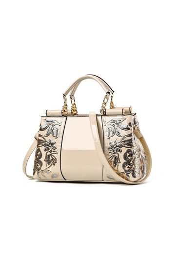 Szypzstore 2023 Avrupa Ve Amerika Birleşik Devletleri Popüler Rugan Parlak Kadın Çantası Atmosferik Çanta Büyük Kapasiteli Kadın Omuz Askılı Çanta Nakış Çantası High-end Lüks Vbaxk8 Beyaz