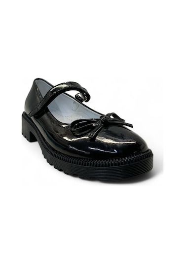469-3 Kız Çocuk Okul Ayakkabısı Siyah Rugan