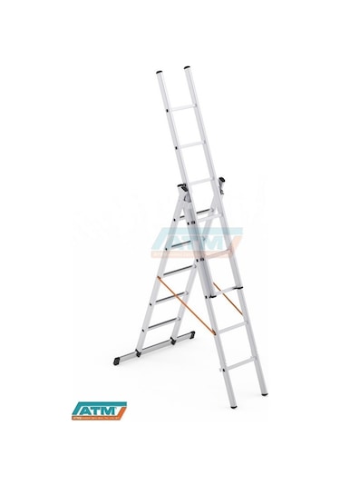 2*3=6+1=7 MT 80X25 ÜÇ PARÇALI A TİPİ SÜRGÜLÜ MERDİVEN