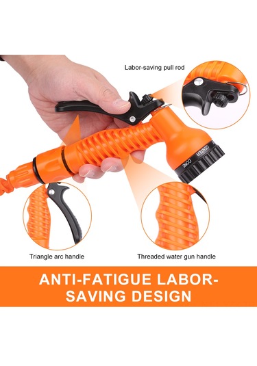 Yaozixa Turuncu 75ft Yüksek Basınçlı Genişleyen Su Hortumu - Araba Yıkama Ve Bahçe Sulama Fıçı Seti