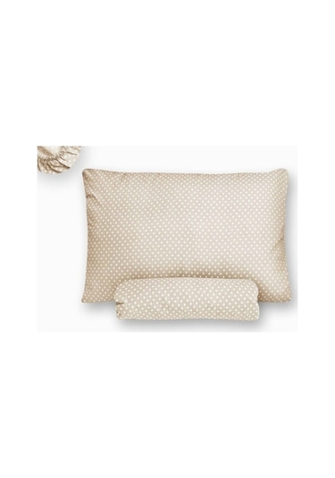 Tek Kişilik Bej Puantiyeli Lastiksiz Çarşaf Ve Yastık Kılıfı