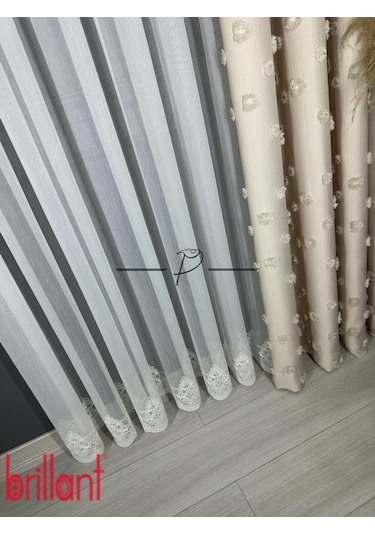 Tül Perde Brillant Marka Dharma Desen Ttm Zemin Kumaş Ultra Dökümlü Ekru