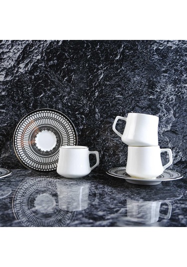 Evaliza Crown Platin 6 Kişilik Kahve Fincan Takımı 80 Ml 44199 renkli