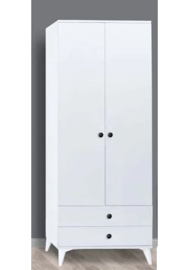 2 Kapılı Çekmeceli Aynasız Beyaz Dolap