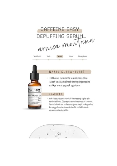 Skin401 Kafein Göz Altı Şişlik ve Torbalanma Önlemeye Yardımcı Serum 30 ML