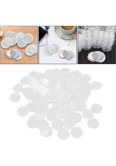 Suntek 100 Adet Temizle Coin Kapları Konteynerler Kutuları 20mm