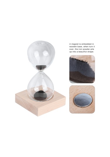 Konesam Ahşap Tabanlı Manyetik Cam Kumu Saati - Mıknatıs Etkisiyle Güzel Şekiller Oluşturan Ofis Ve Ev Dekorasyon Aleti