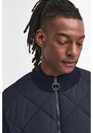 Barbour Newland Zip Through Knitted Jumper Kazak Ny91 Navy Lacivert