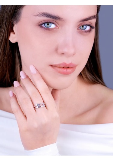 Torgovyj Dom Uvelir Holding Aşıklar İçin 925 Ayar Gümüş Çift Kalp Yüzük 410012046 Gümüş