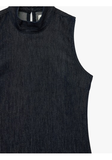 Koton Dik Yaka Kolsuz Mini Denim Elbise Koyu İndigo 6sal80024md Indigo