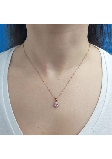 Lova Pırlantalı Oval Morganit Anturaj Kolye - 2070020