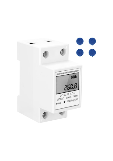 Reedark "220v Tek Fazlı Lcd Ekranlı Elektrik Sayacı - Dın Ray Montaj, Gerçek Zamanlı Tüketim Göstergeli"