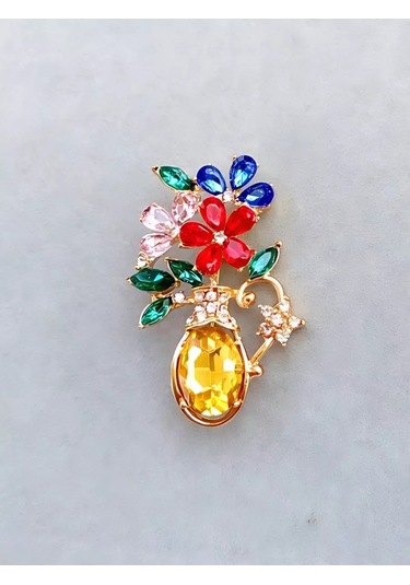 Bijoubijou Takı Broş Çiçekler 244262820 Altın Rengi