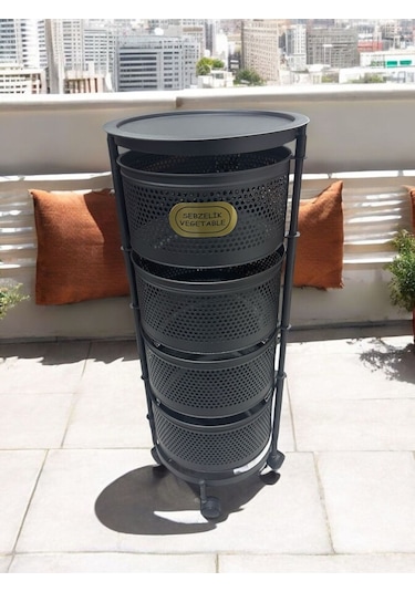 Magic Objects 4 Katlı Siyah Açılır Kapanır Sebzelik Siyah